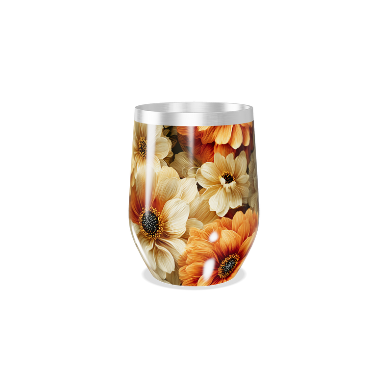 Copo Térmico Slim - Floral Laranja Inox