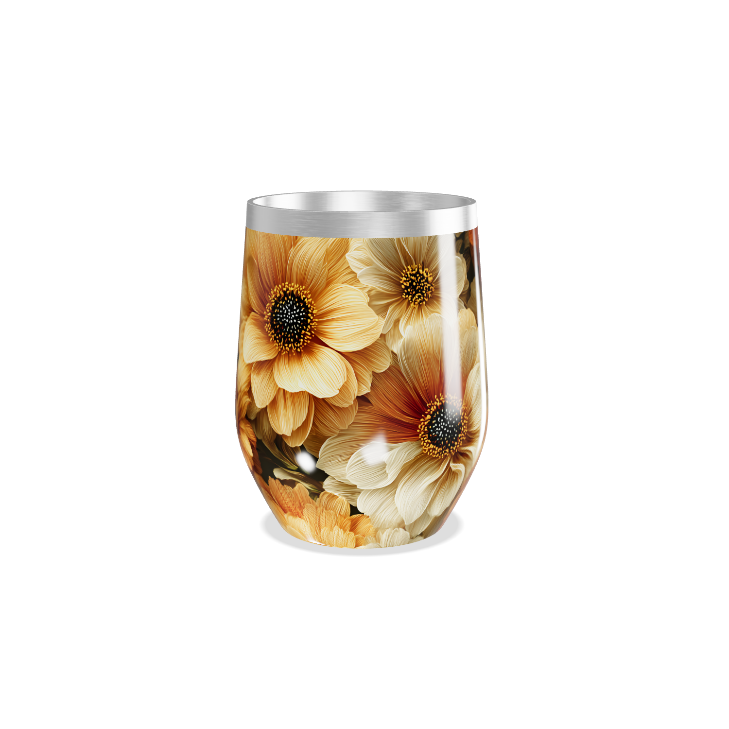 Copo Térmico Slim - Floral Laranja Inox