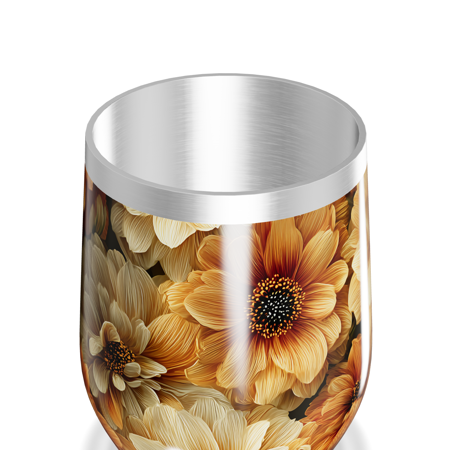 Copo Térmico Slim - Floral Laranja Inox