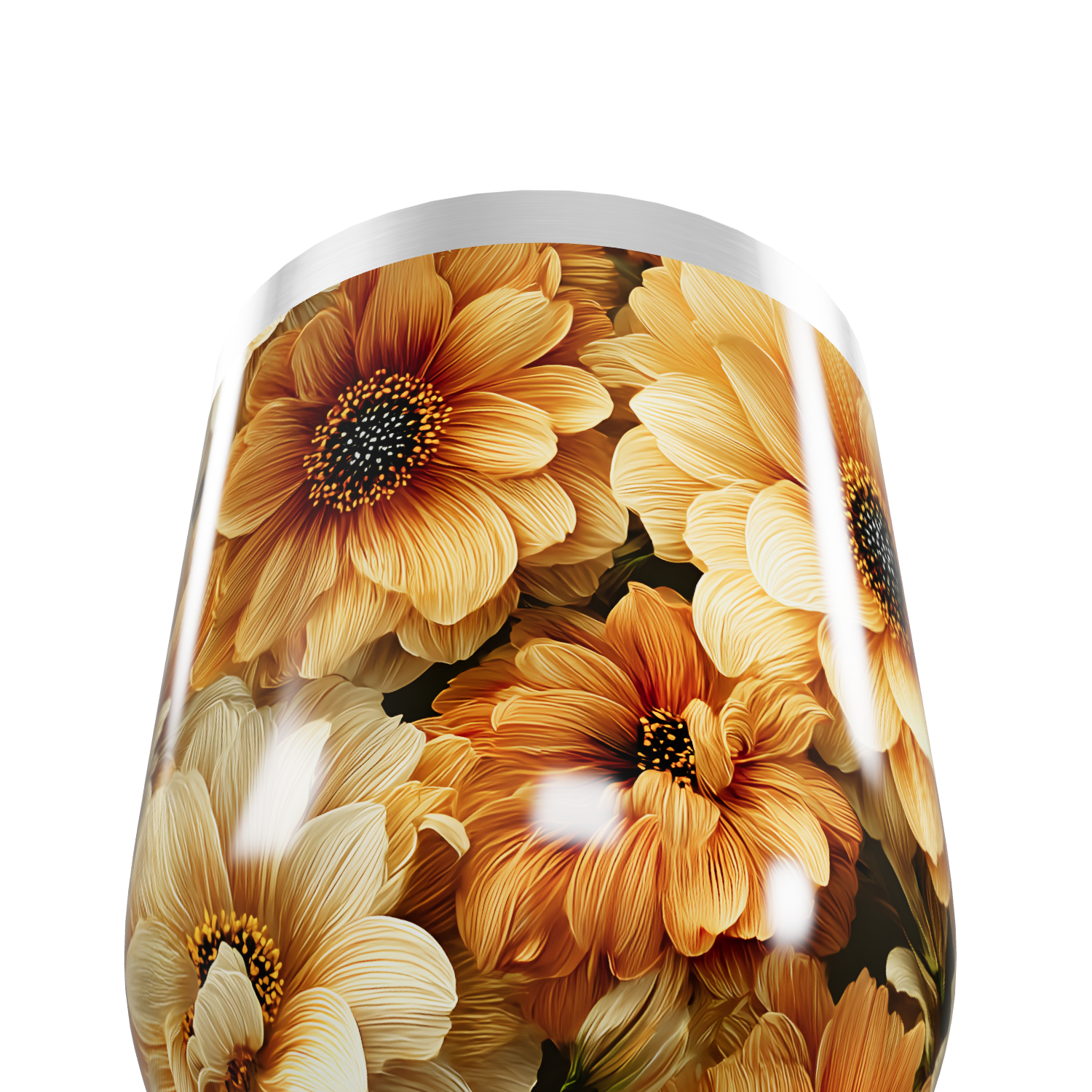 Copo Térmico Slim - Floral Laranja Inox