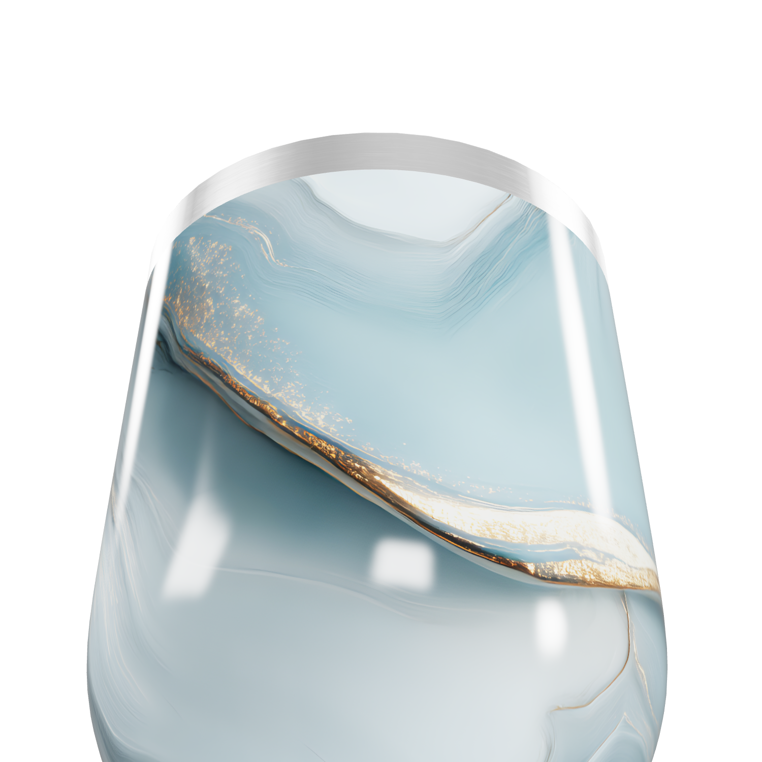 Copo Térmico Slim - Azul Marmorizado Aço Inox