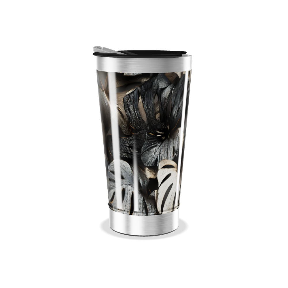 Copo Térmico - Folhagem Preto e Branco