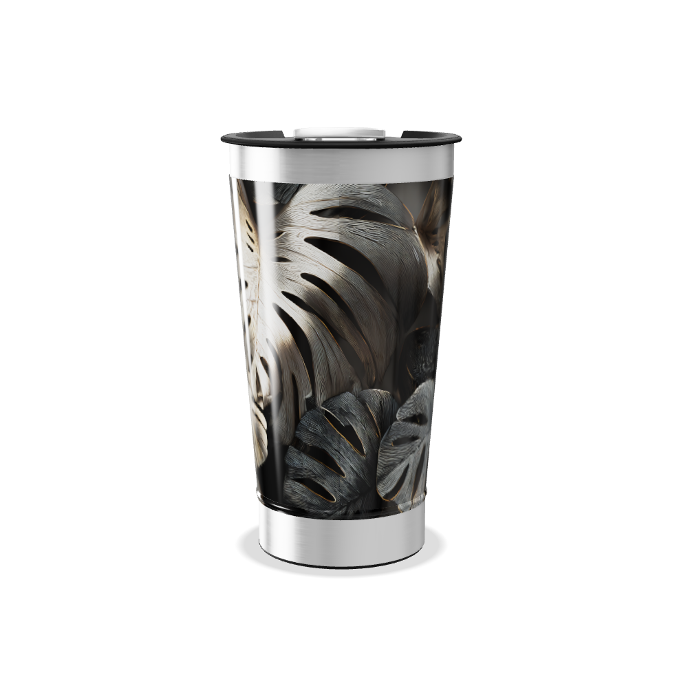 Copo Térmico - Folhagem Preto e Branco