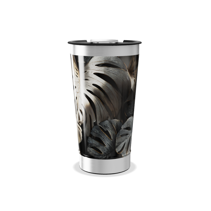 Copo Térmico - Folhagem Preto e Branco