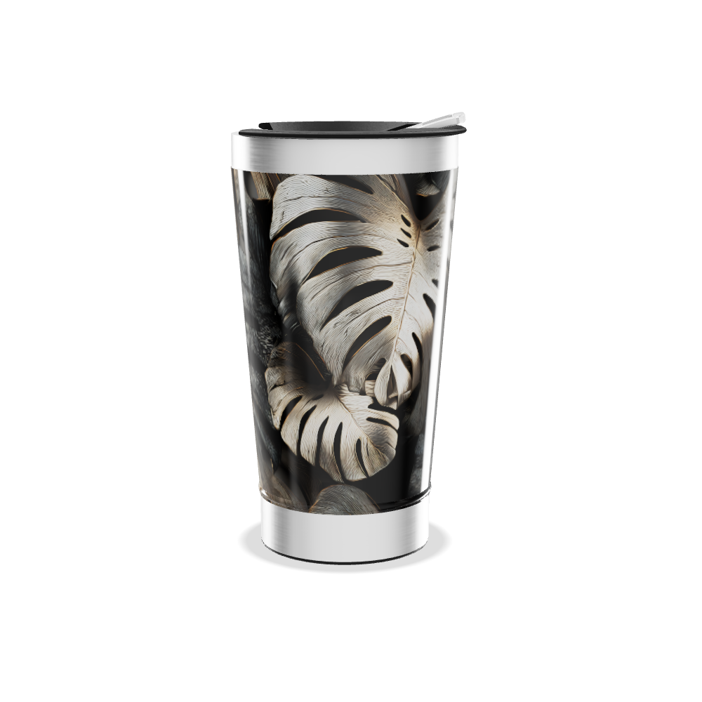 Copo Térmico - Folhagem Preto e Branco