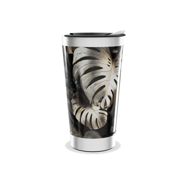 Copo Térmico - Folhagem Preto e Branco