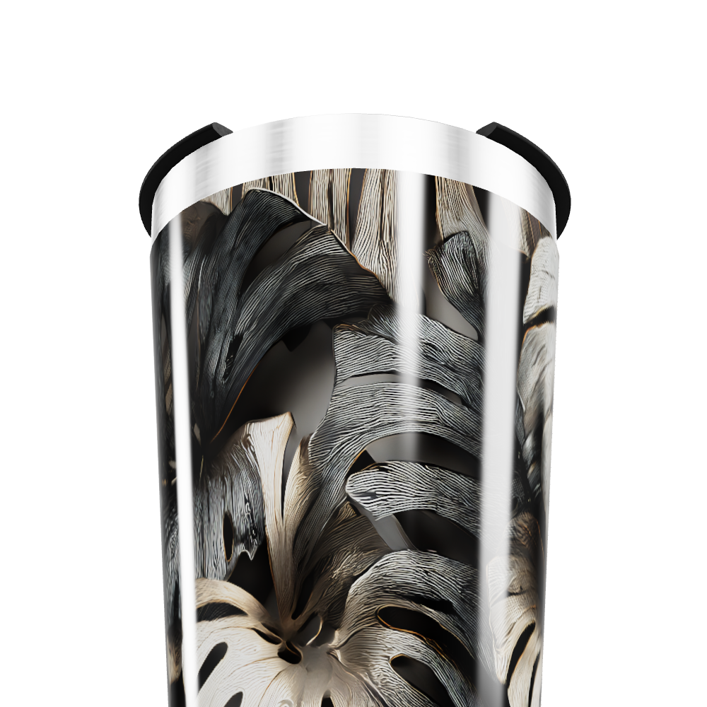 Copo Térmico - Folhagem Preto e Branco