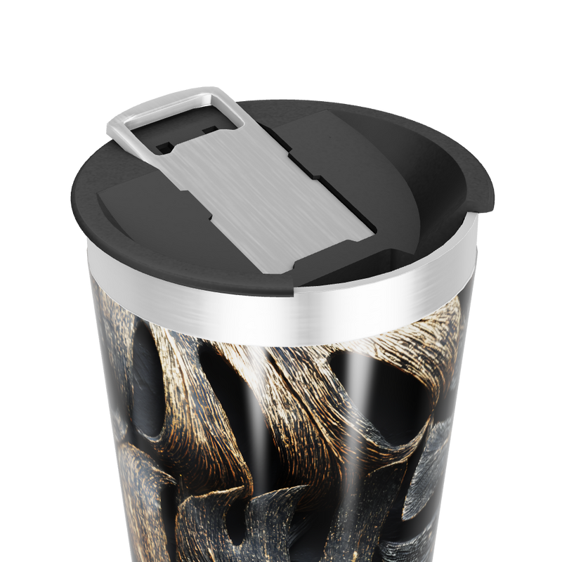 Copo Térmico - Estampa Folhas Preto e Dourado