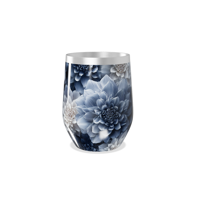 Copo Térmico Slim - Floral Azul Inox