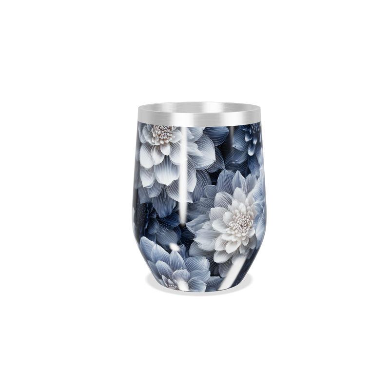 Copo Térmico Slim - Floral Azul Inox