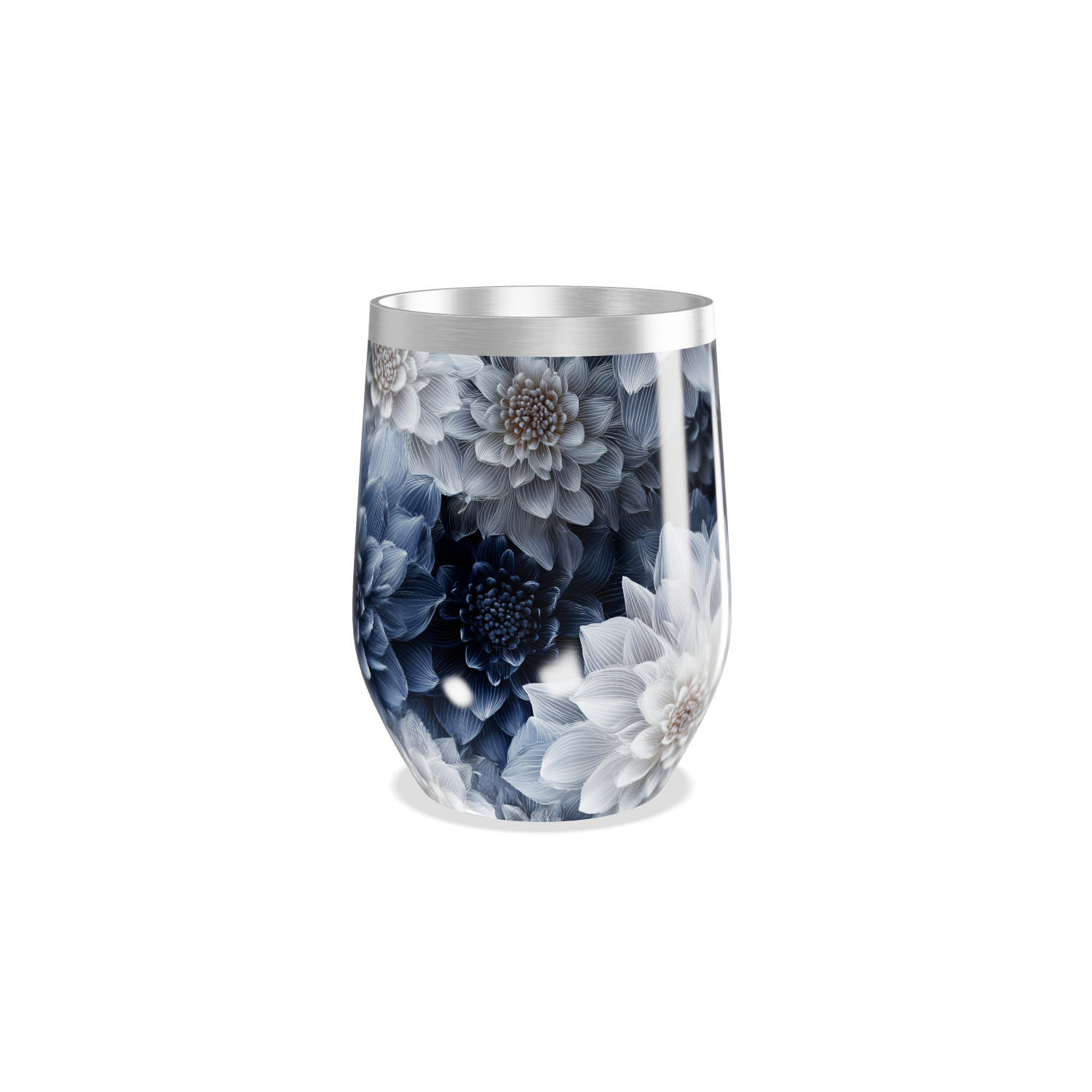 Copo Térmico Slim - Floral Azul Inox