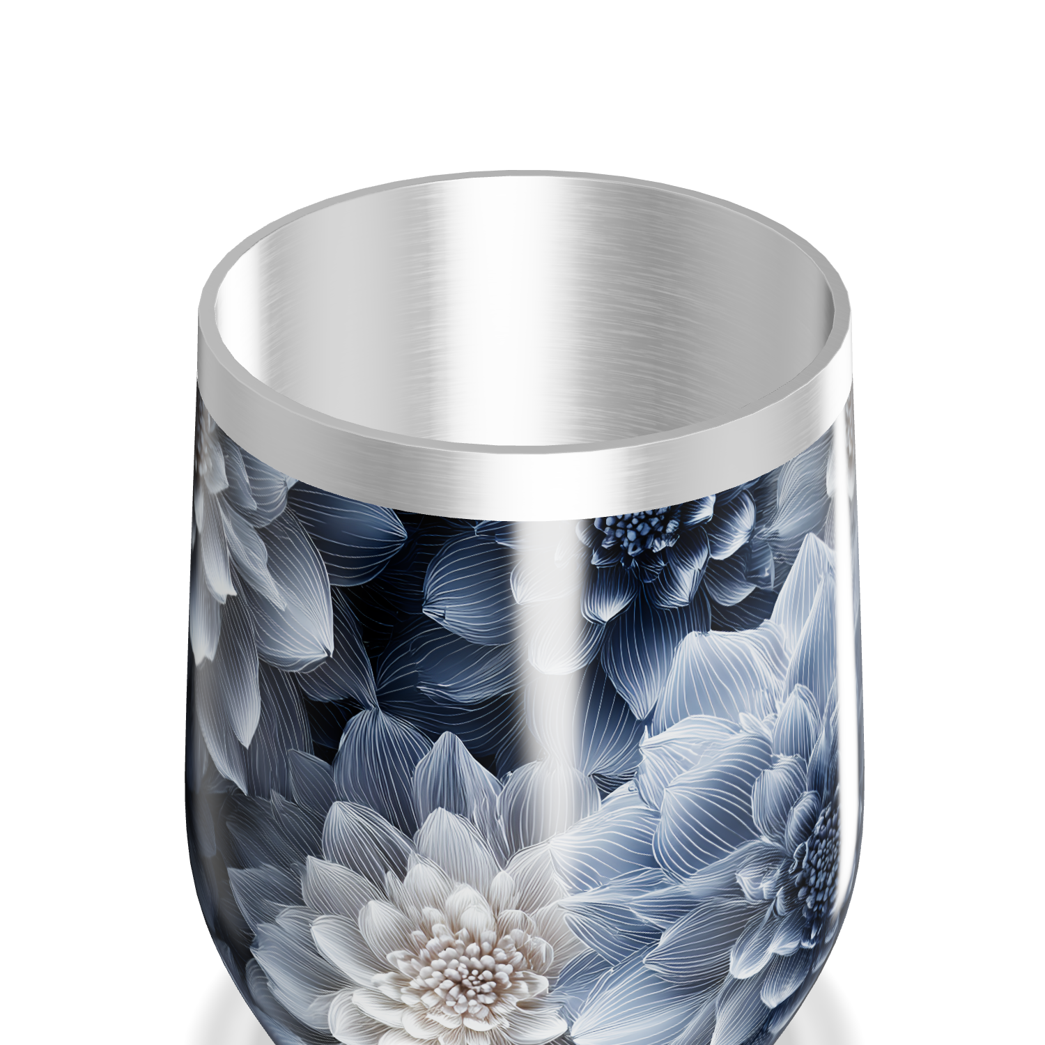 Copo Térmico Slim - Floral Azul Inox