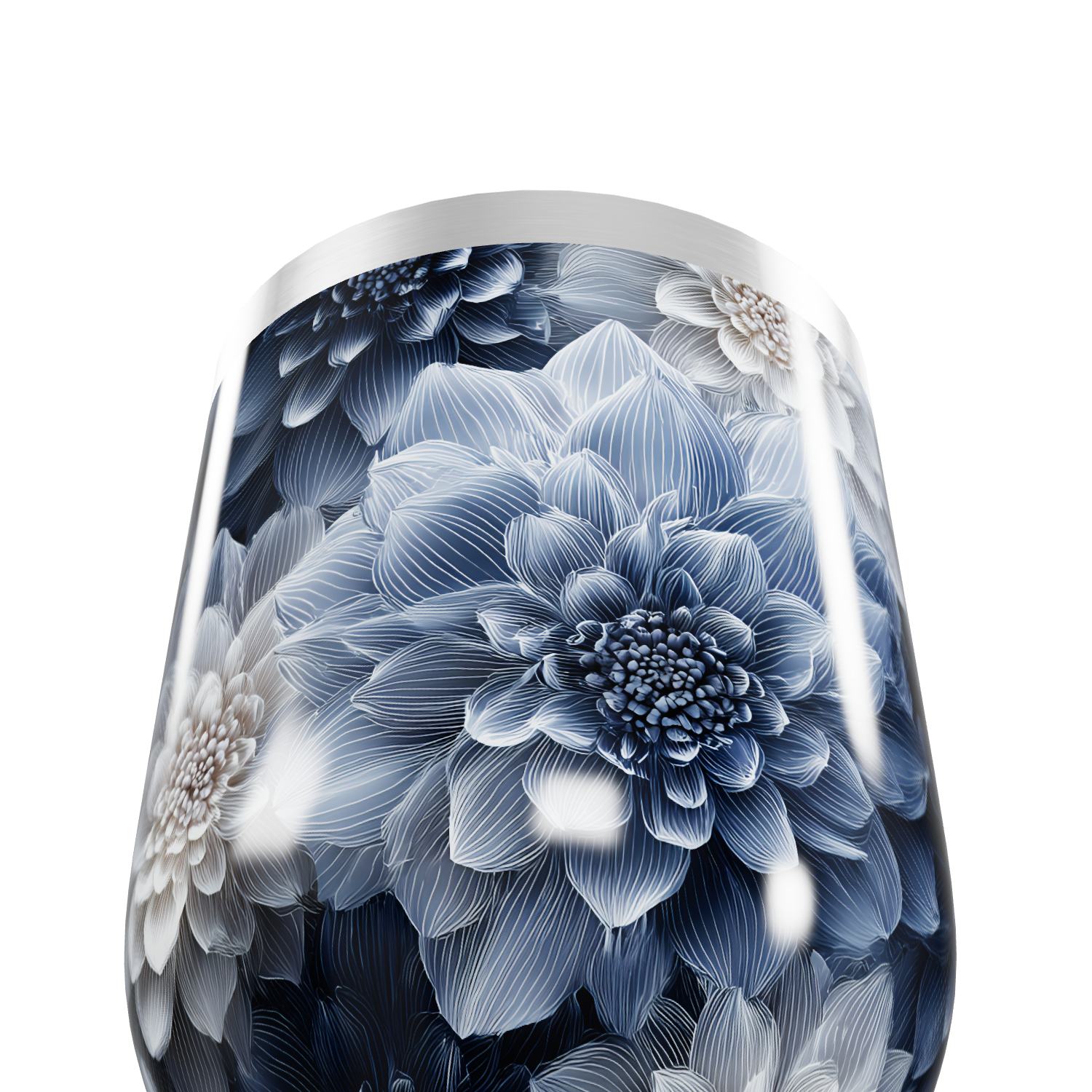 Copo Térmico Slim - Floral Azul Inox