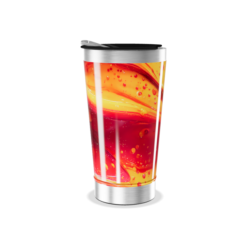 Copo Térmico - Com estampa laranja e vermelha