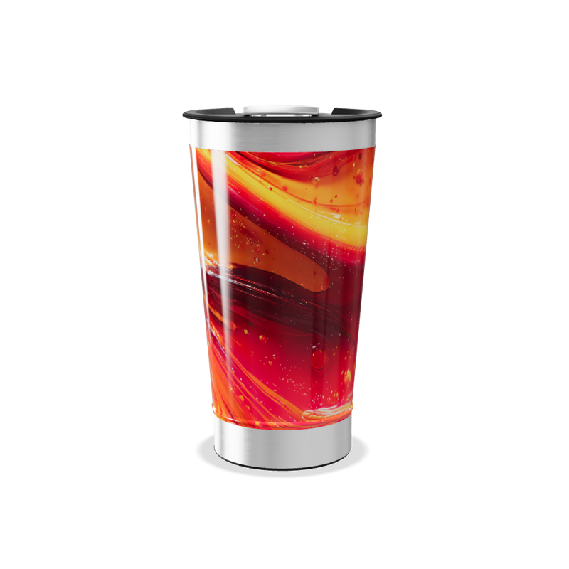 Copo Térmico - Com estampa laranja e vermelha