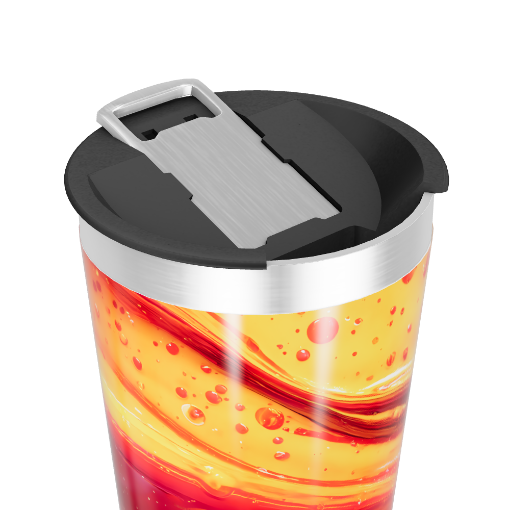 Copo Térmico - Com estampa laranja e vermelha