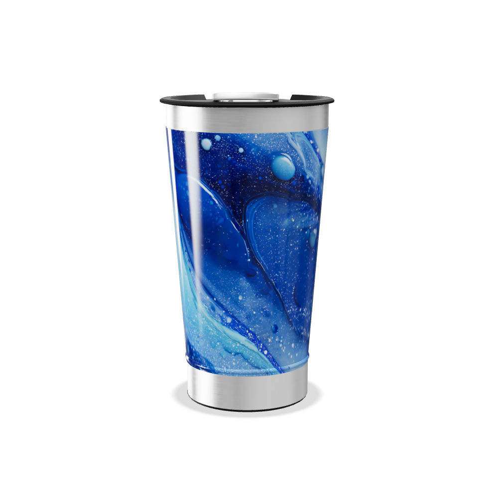 Copo Térmico - Azul com Estampa Abstrata