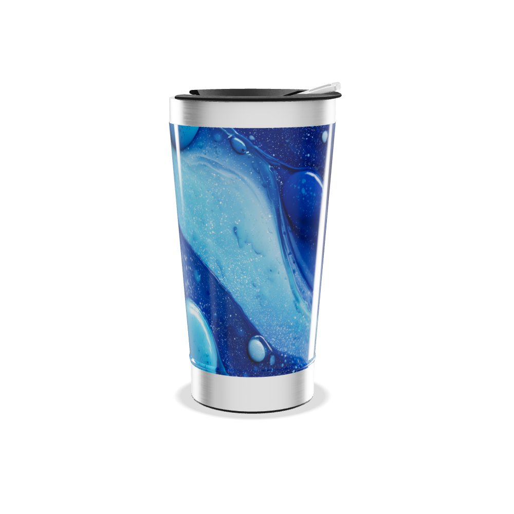 Copo Térmico - Azul com Estampa Abstrata