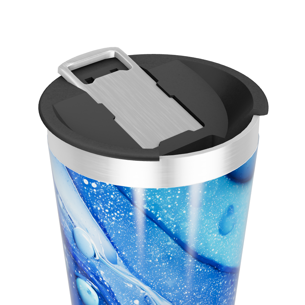 Copo Térmico - Azul com Estampa Abstrata