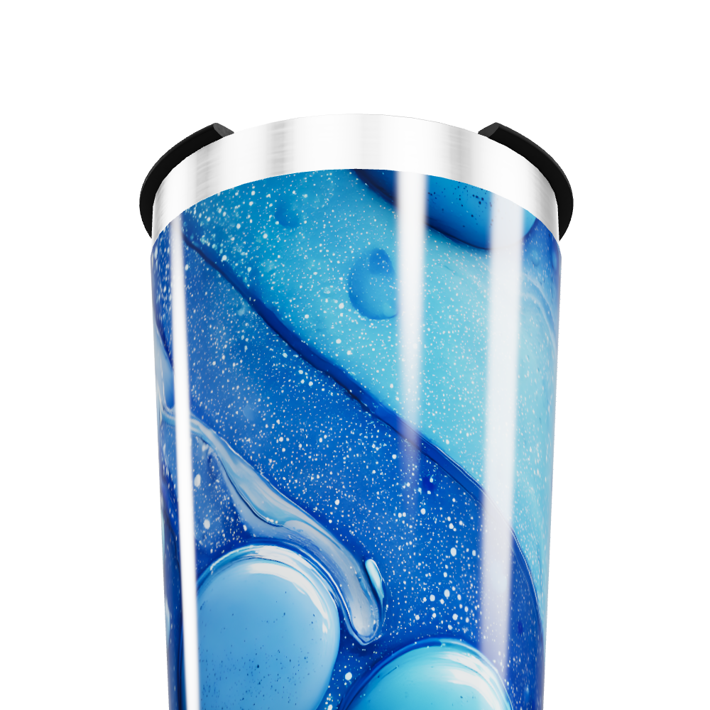 Copo Térmico - Azul com Estampa Abstrata