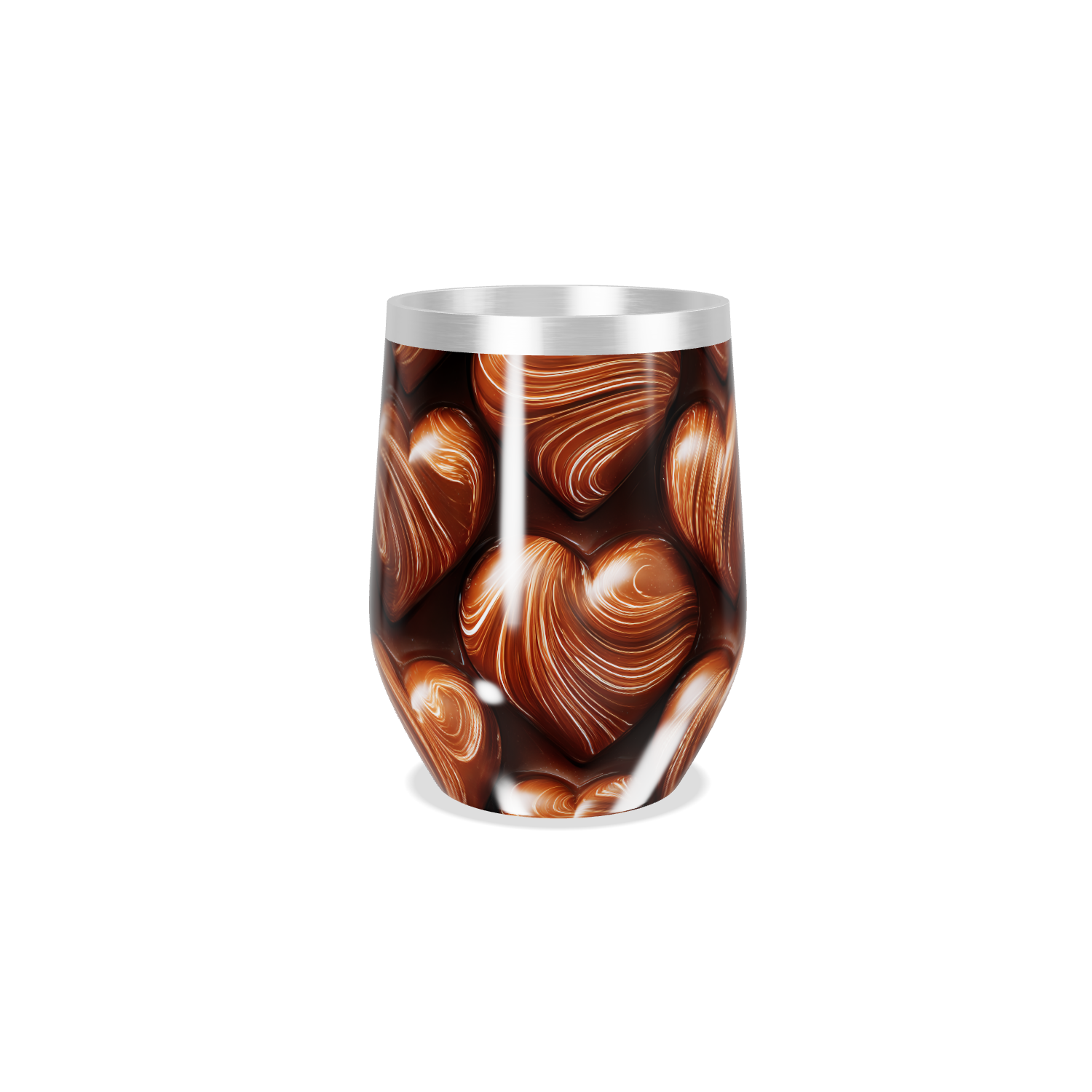 Copo Térmico Slim - Corações Marrom Aço Inox