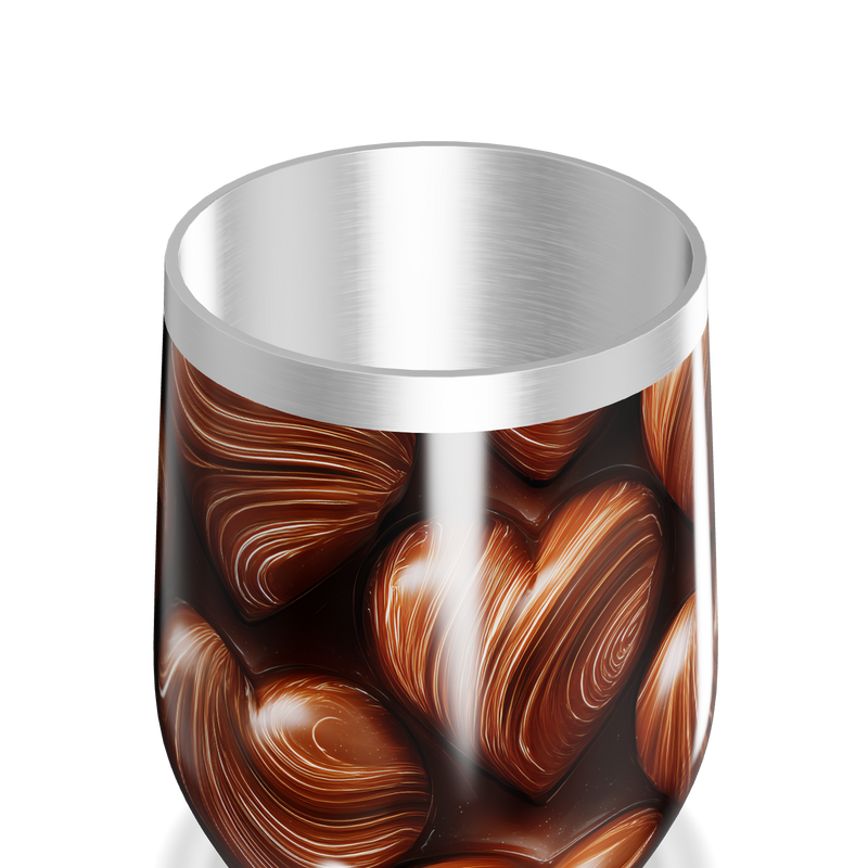 Copo Térmico Slim - Corações Marrom Aço Inox