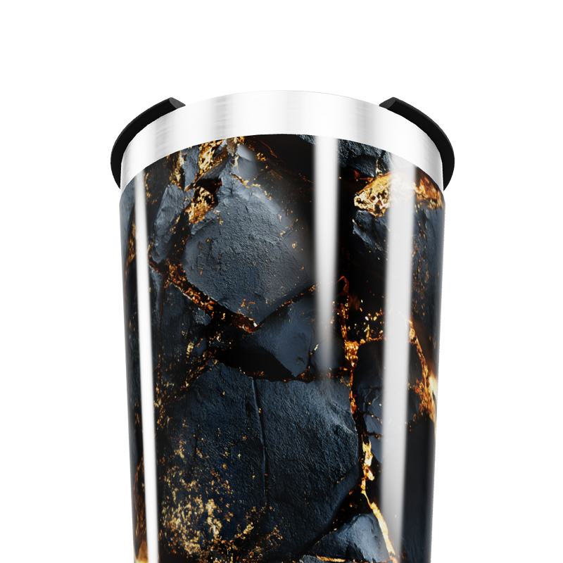 Copo Térmico - Mármore Preto e Dourado