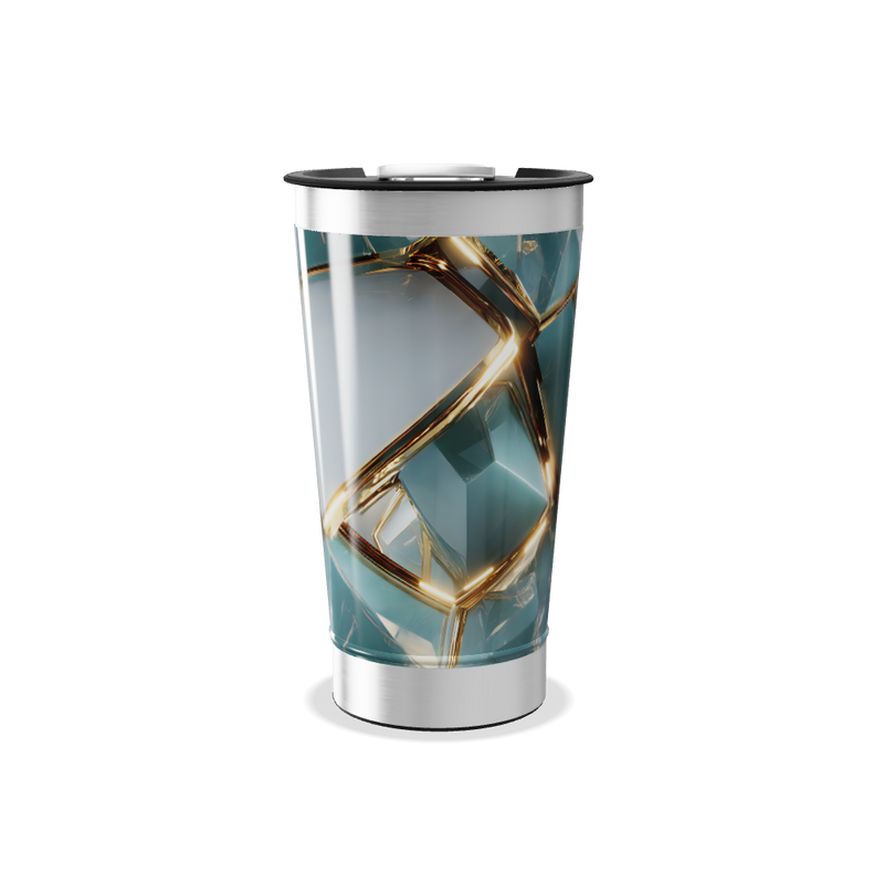 Copo Térmico - Cristais Azul e Dourado