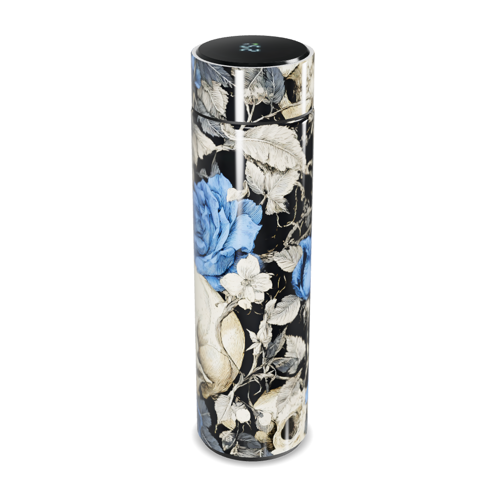 Garrafa Térmica Touch - Floral Azul e Preto