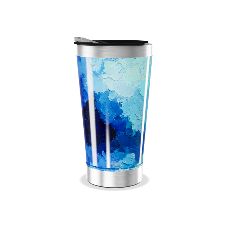 Copo Térmico - Azul Pintura Abstrata
