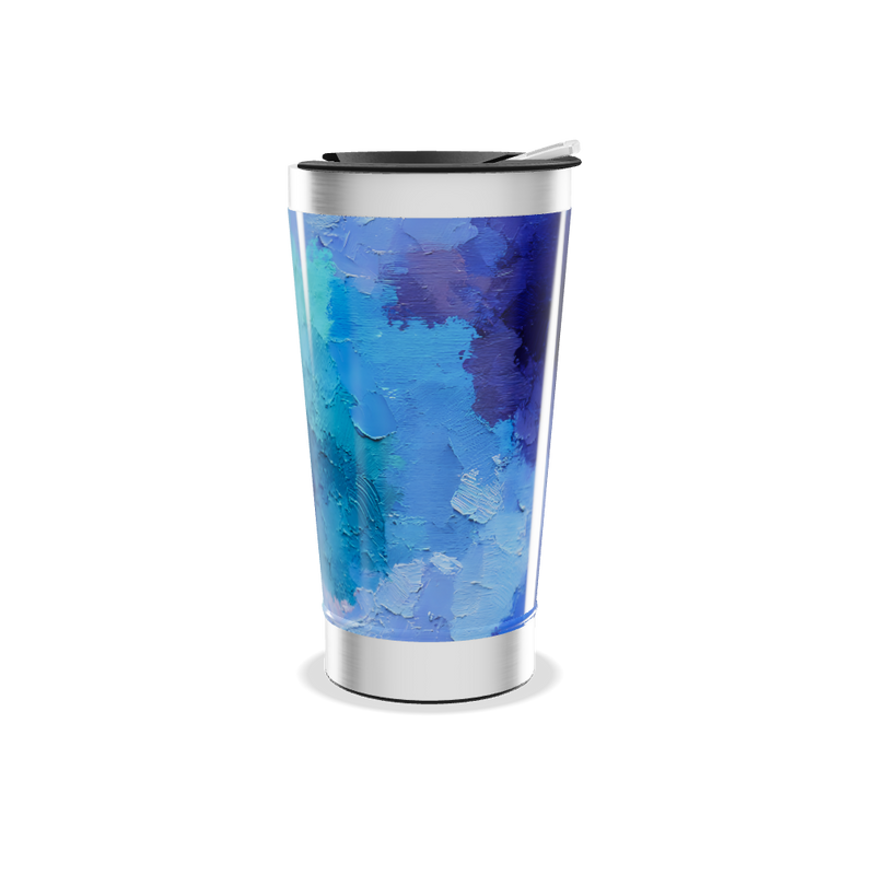 Copo Térmico - Azul Pintura Abstrata