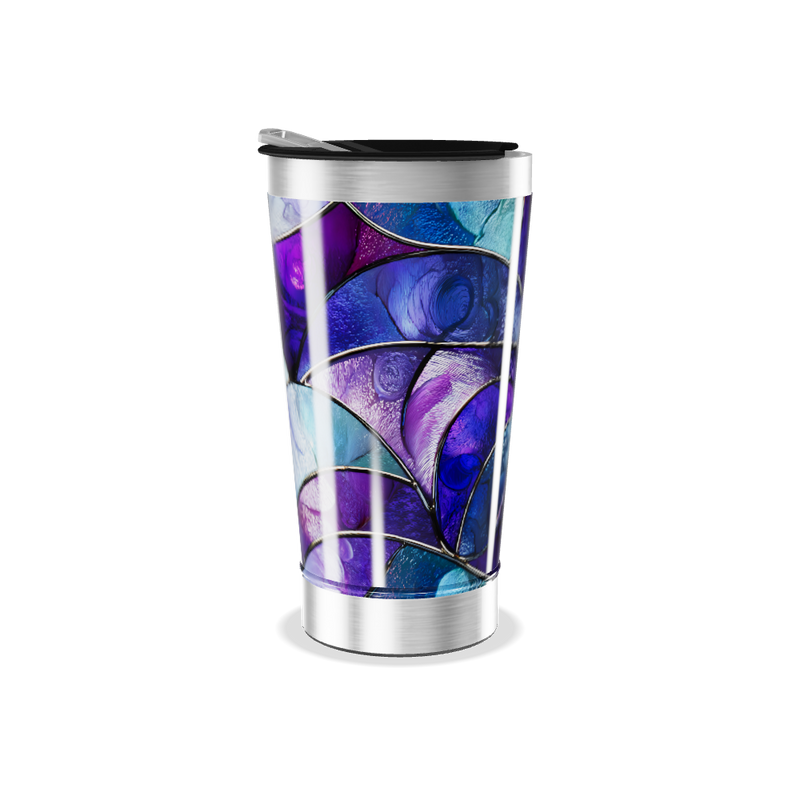 Copo Térmico - Design Abstrato Azul e Roxo