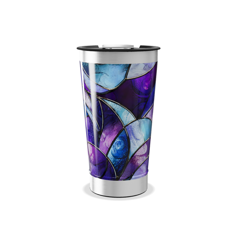 Copo Térmico - Design Abstrato Azul e Roxo