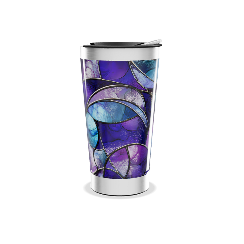 Copo Térmico - Design Abstrato Azul e Roxo