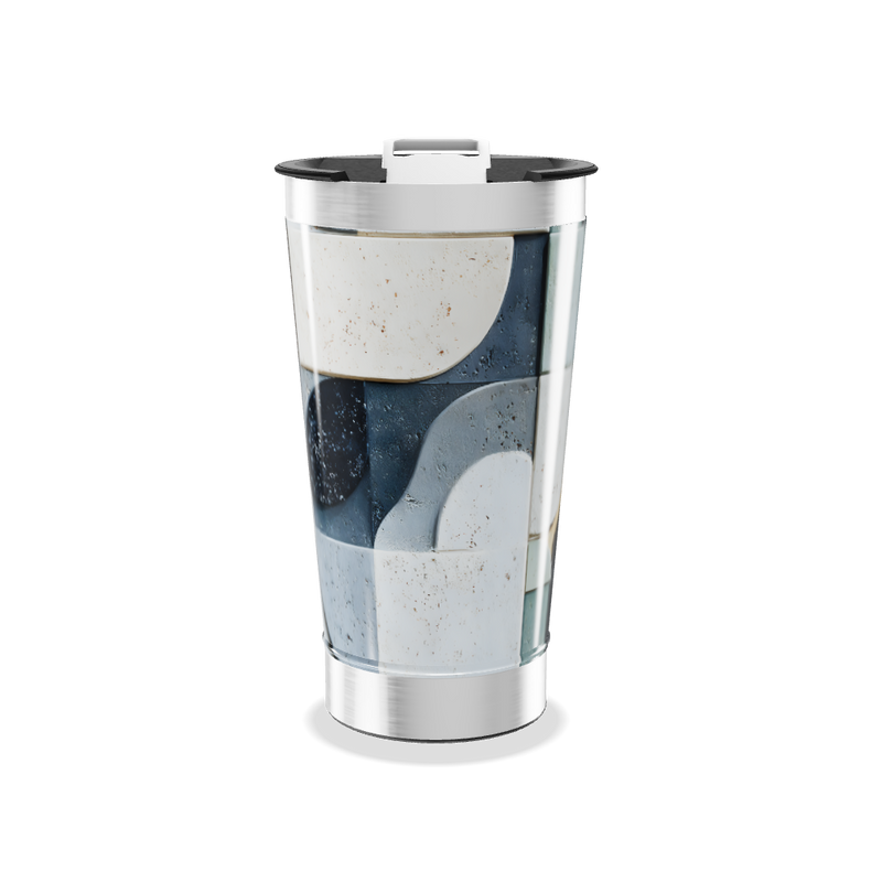 Copo Térmico - Abstrato Azul e Branco