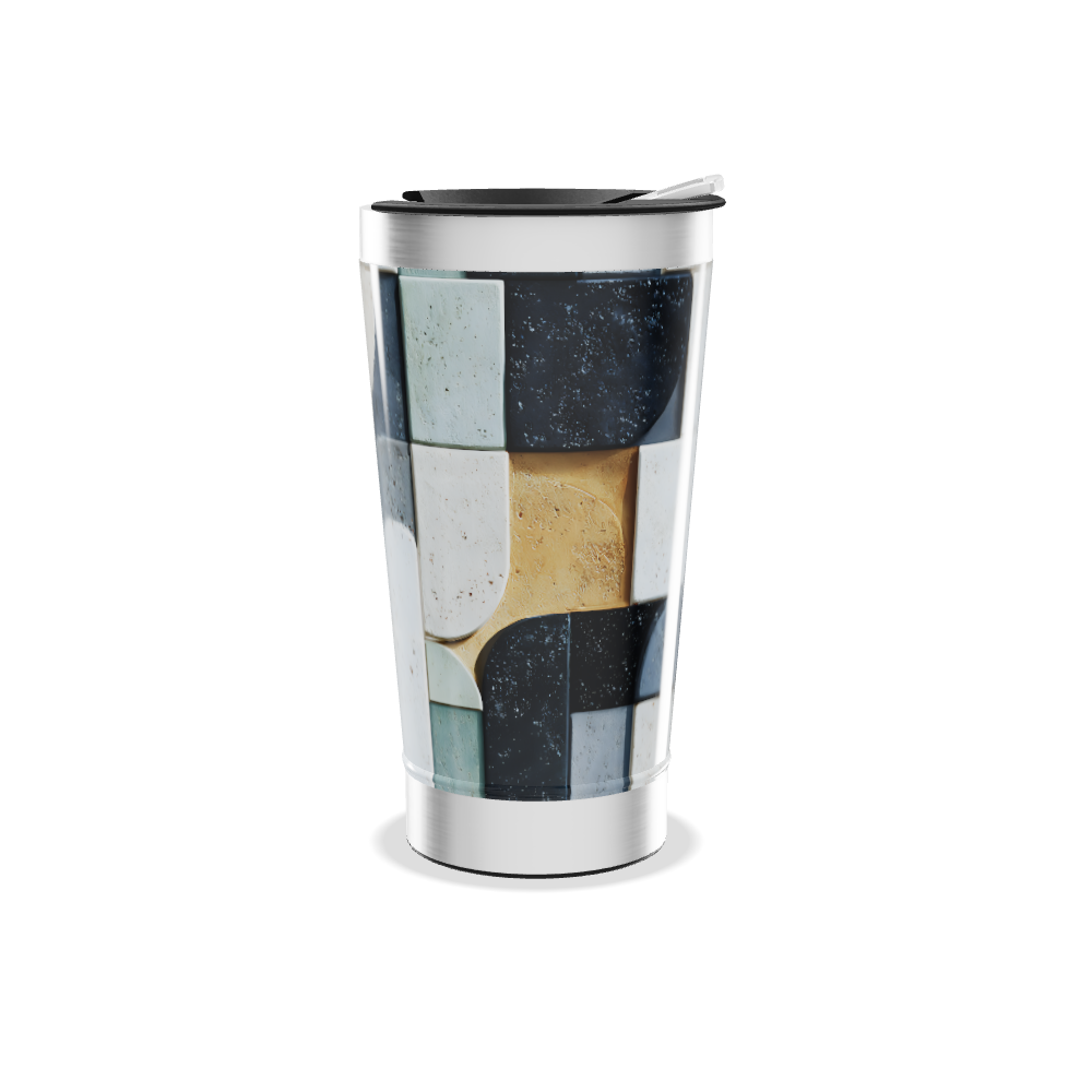 Copo Térmico - Abstrato Azul e Branco