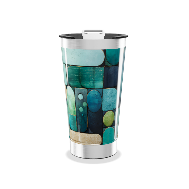 Copo Térmico - Estampa Geométrica Azul