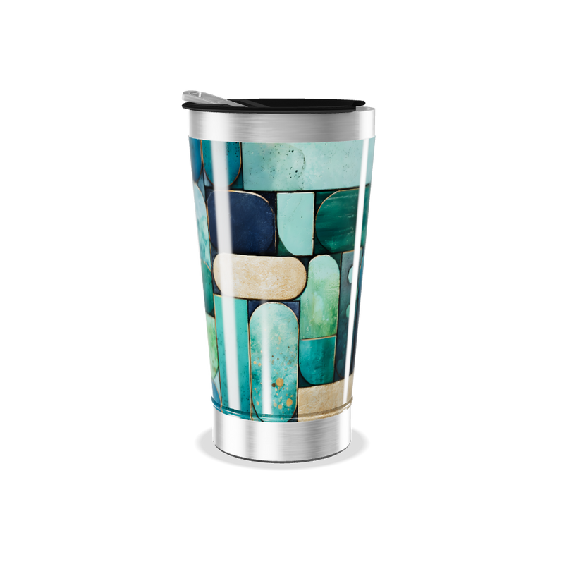 Copo Térmico - Estampa Geométrica Azul