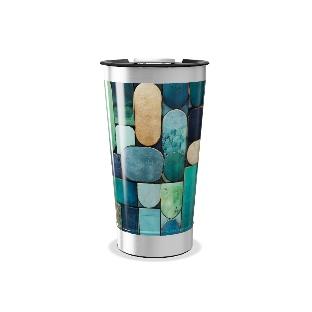 Copo Térmico - Estampa Geométrica Azul