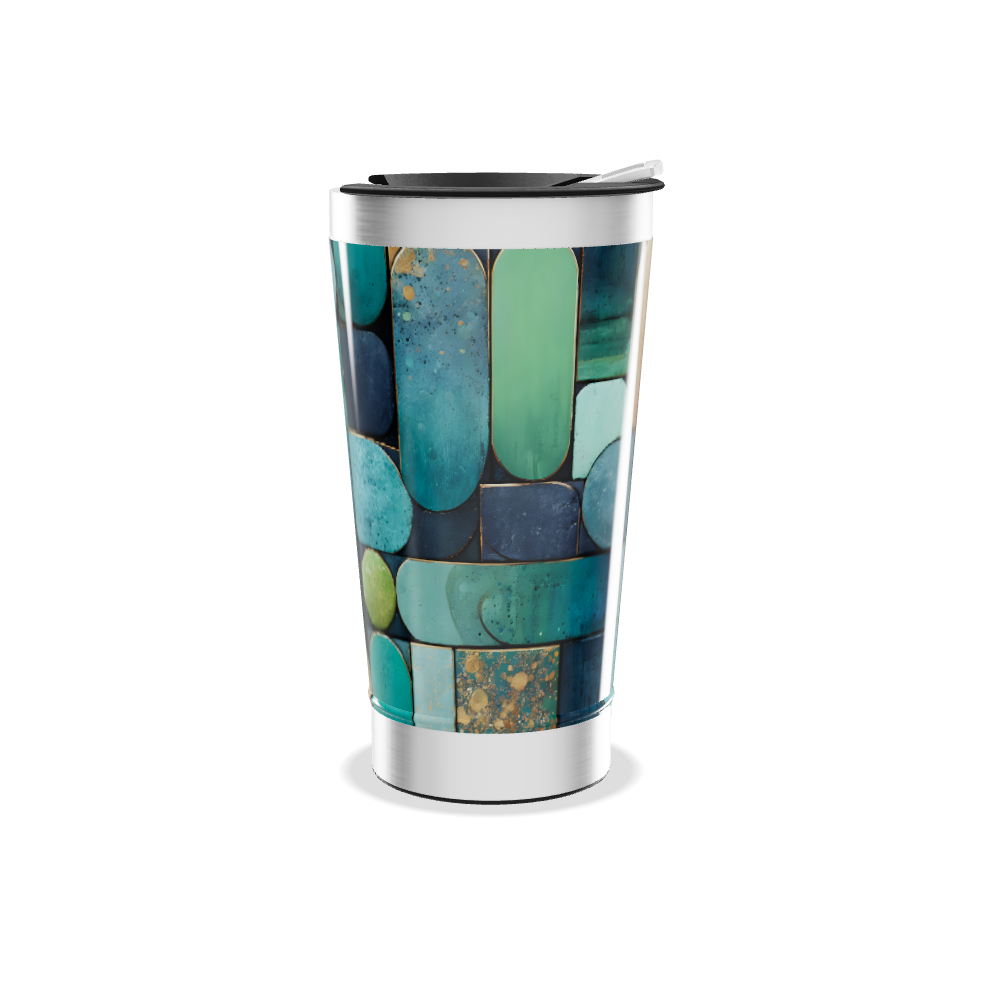 Copo Térmico - Estampa Geométrica Azul