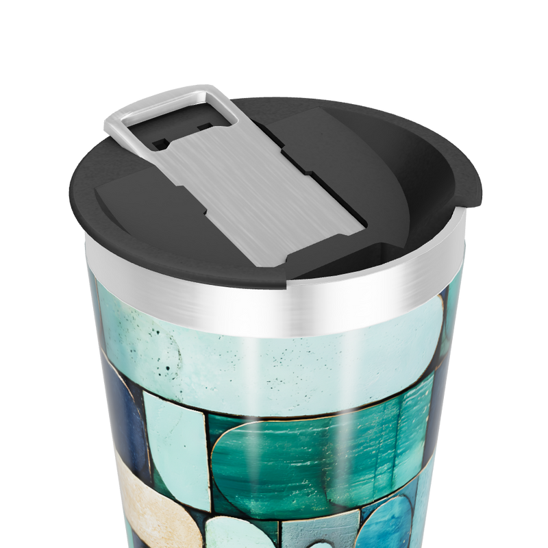 Copo Térmico - Estampa Geométrica Azul