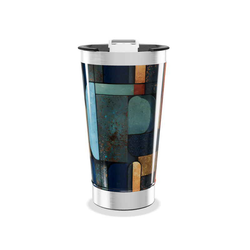 Copo Térmico - Estampa Geométrica Azul