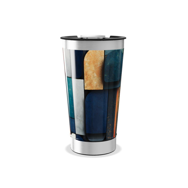 Copo Térmico - Estampa Geométrica Azul