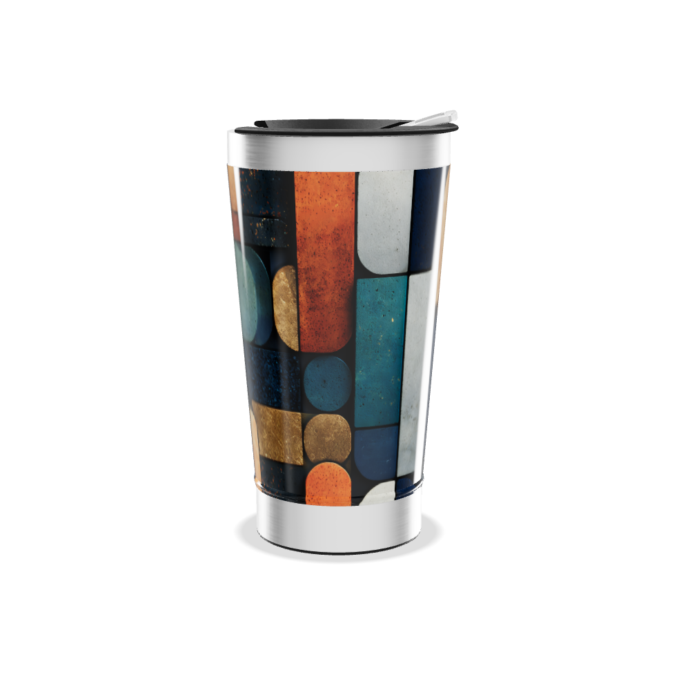 Copo Térmico - Estampa Geométrica Azul