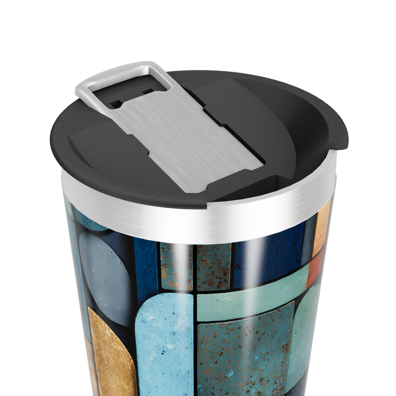 Copo Térmico - Estampa Geométrica Azul