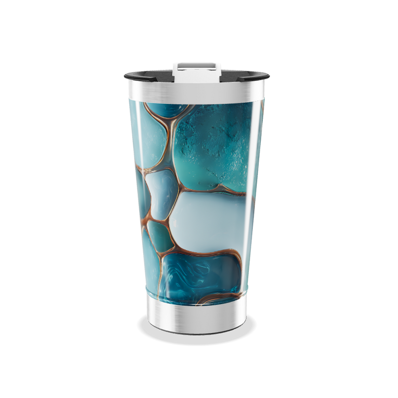 Copo Térmico - Azul Estampado Geométrico