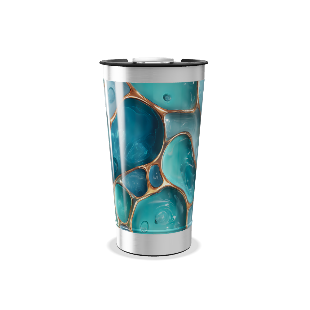 Copo Térmico - Azul Estampado Geométrico