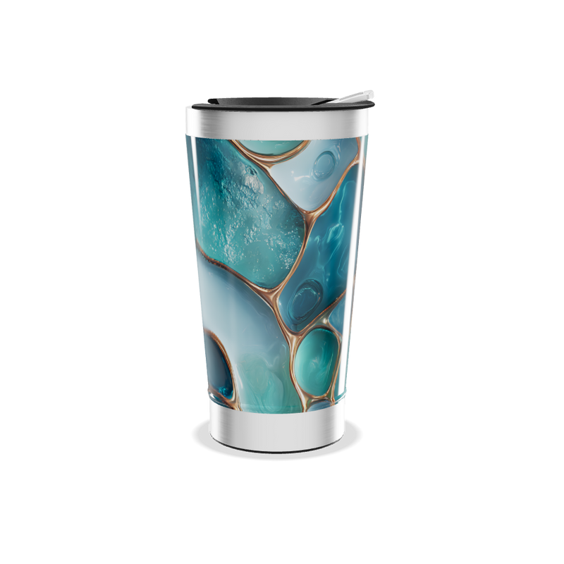 Copo Térmico - Azul Estampado Geométrico