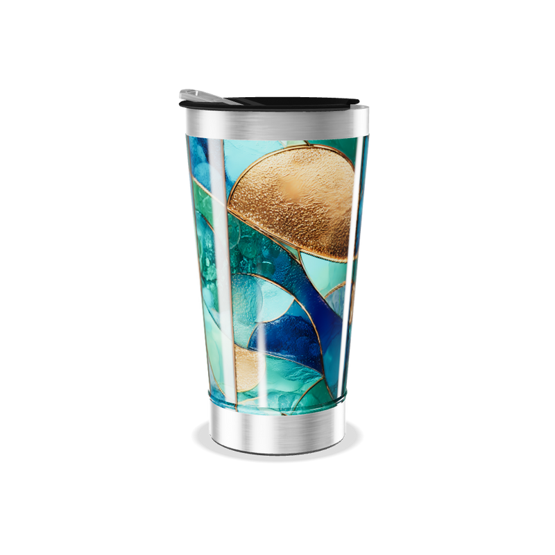 Copo Térmico - Vidro Azul e Dourado