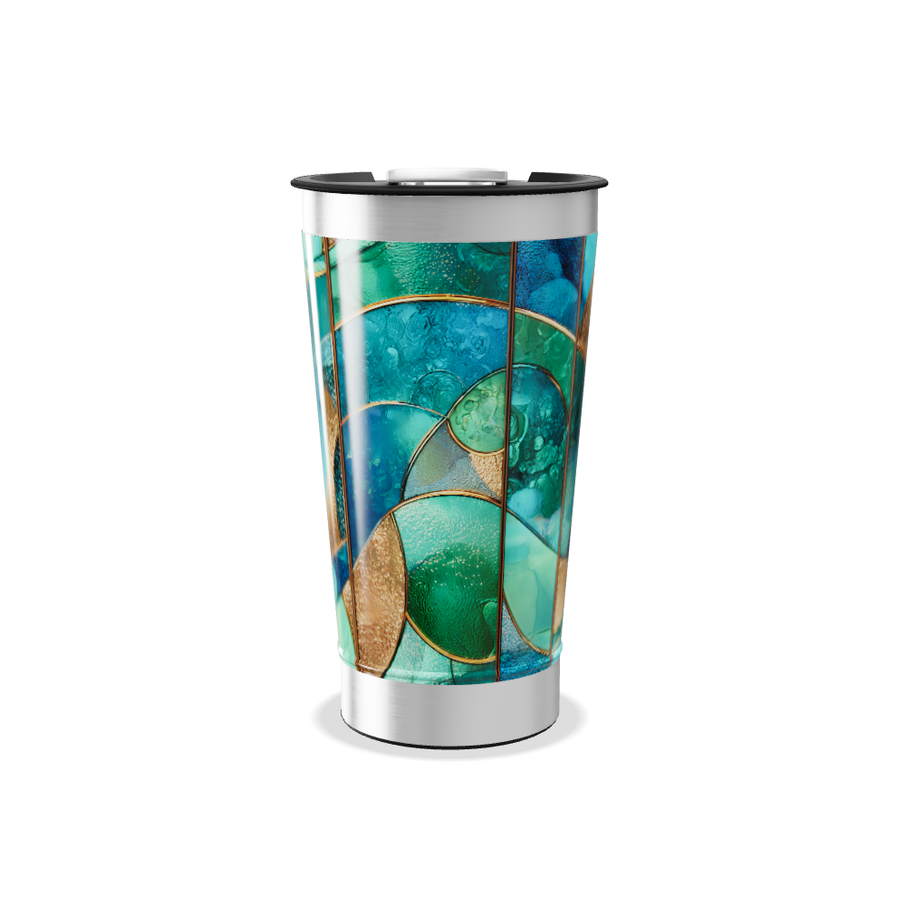 Copo Térmico - Vidro Azul e Dourado